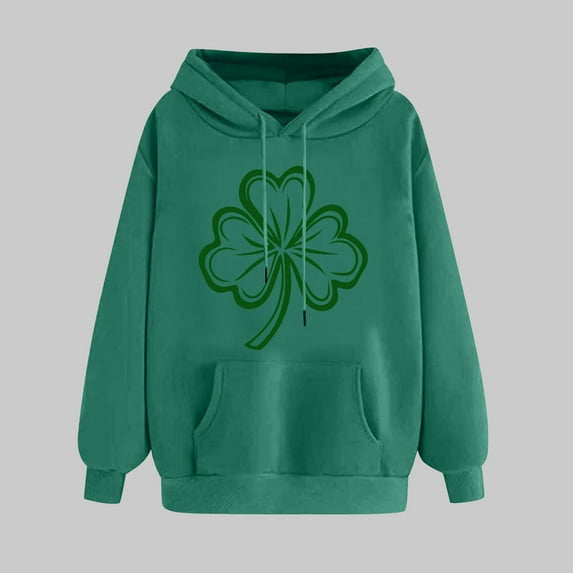St Patrick's Day Hoodies, Women's Long Sleeve Hoodie, Women's St. Patrick's Day Print Winter Hoodies Pullover Tops Long Sleeved Comfortable Hooded Sweatshirts