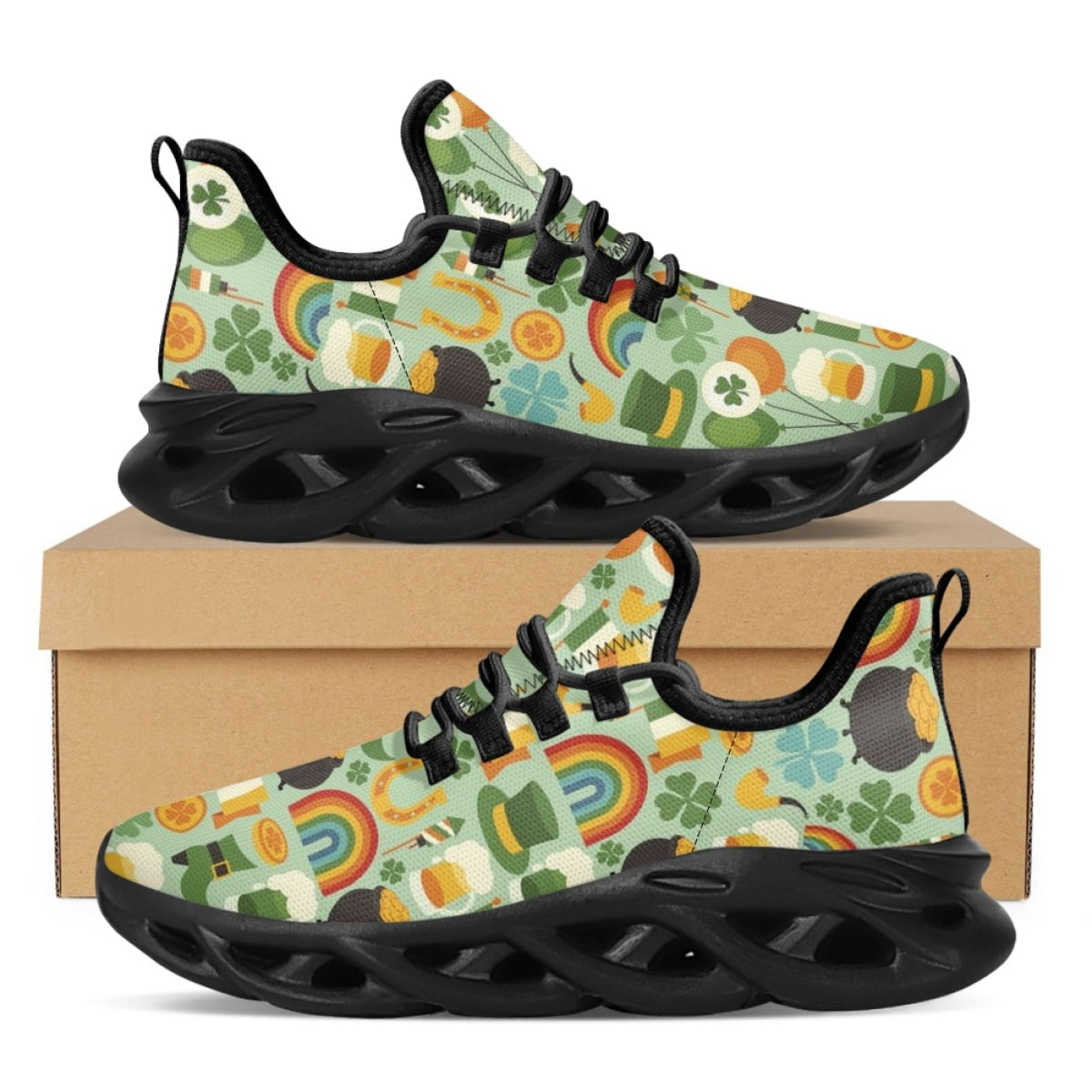 Shamrock St Patrick's Day Pattern Print Sneaker Shoes For Men Women