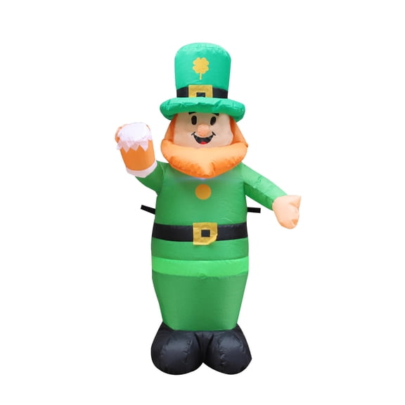 St. Patrick's Day Inflatable Leprechaun Decorations, 3.3ft Luminous Irish Holiday Decor with Built-In LED Lights for Outdoor & Party Decor