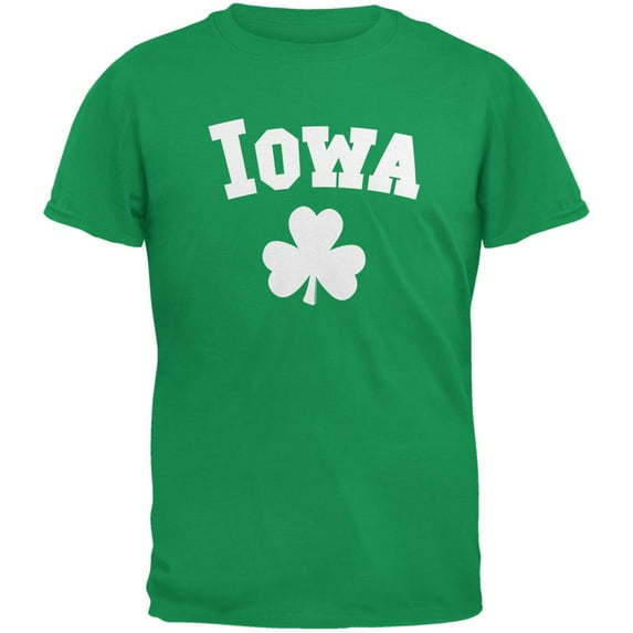St. Patrick's Day - Iowa Shamrock Irish Green Adult T-Shirt - 2X-Large