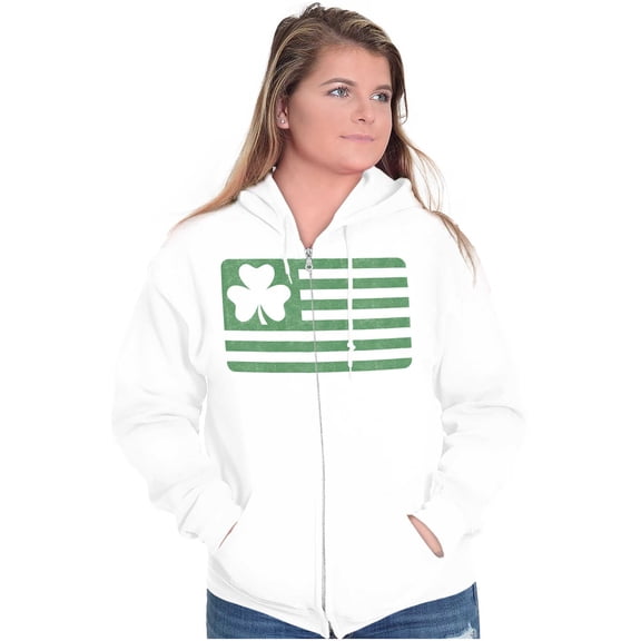 St Patrick's Day Irish-American Pride Zip Up Hoodie Men's Women's Brisco Brands L