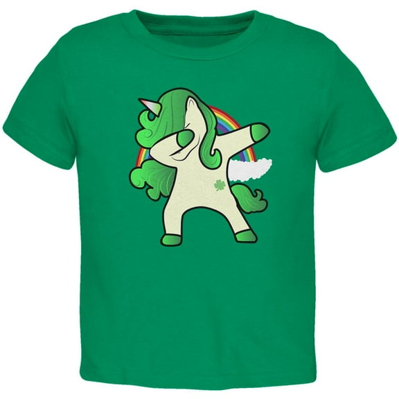 St. Patrick's Day Irish Dabbing Unicorn Toddler T Shirt Kelly Green Toddler Size 5/6