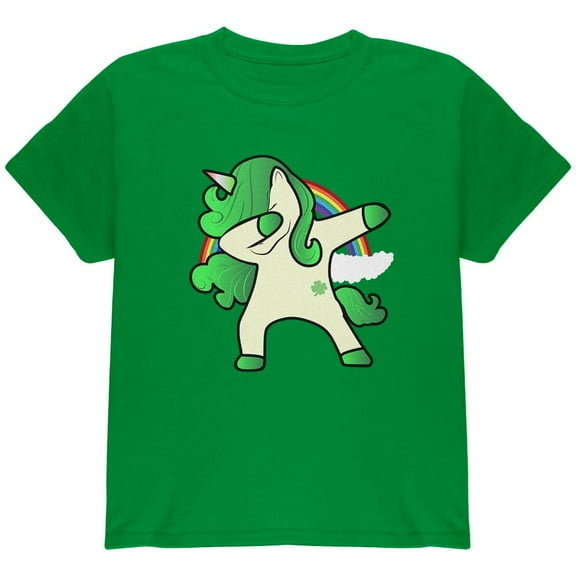 St. Patrick's Day Irish Dabbing Unicorn Youth T Shirt Irish Green Youth X-SM