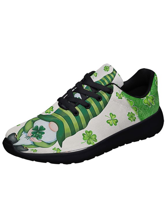 St Patrick's Day Irish Gnome Shoes Sneakers for Women Men Black Size 4