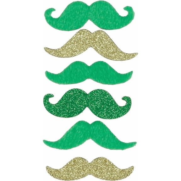 St. Patrick's Day Irish Green Gold Holiday Theme Party Favor 6 ct. Moustaches