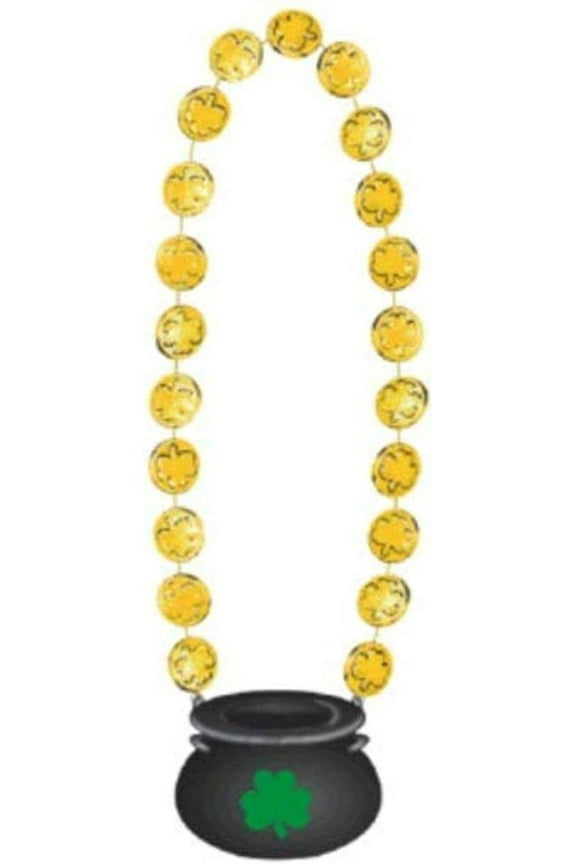 St. Patrick's Day Irish Green Holiday Theme Party Favor Pot Gold Coin Necklace