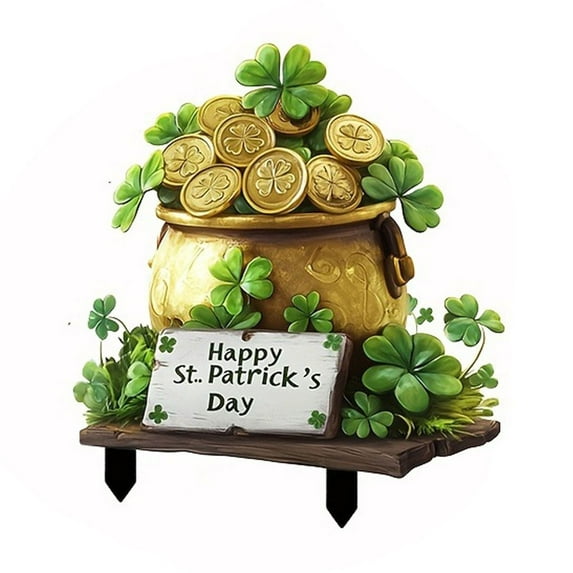 St. Patrick's Day Irish Green Home Decor Green Four-leaf Potted Decoration Holiday Standing Card Table Decoration