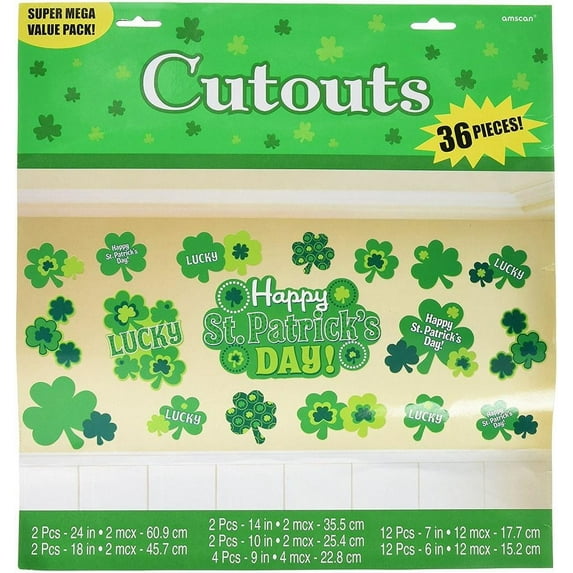 St. Patrick's Day Irish Green Shamrocks Holiday Party Wall Decoration Cutouts