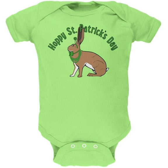 St. Patrick's Day Irish Hare Rabbit Pun Soft Baby One Piece Key Lime 0-3 M