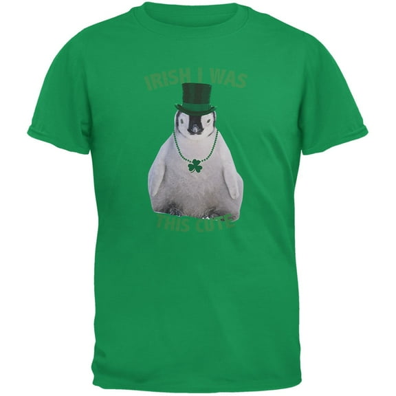 St. Patrick's Day - Irish I Was This Cute Penguin Irish Green Youth T-Shirt - Large(14/16)