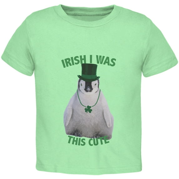 St. Patrick's Day - Irish I Was This Cute Penguin Mint Green Toddler T-Shirt - 2T