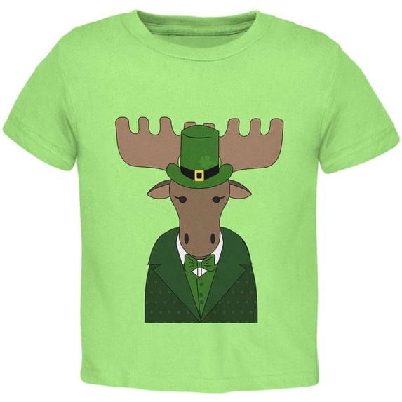 St. Patrick's Day Irish Leprechaun Moose Toddler T Shirt Lime 3T