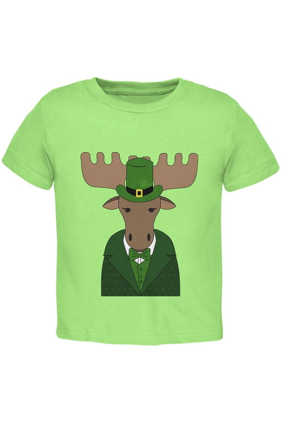 St. Patrick's Day Irish Leprechaun Moose Toddler T Shirt Lime 3T