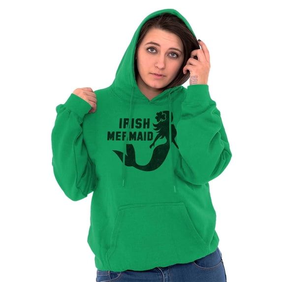 St Patrick's Day Irish Mermaid Women Plus Size Graphic Pullover Hoodie Brisco Brands 3X