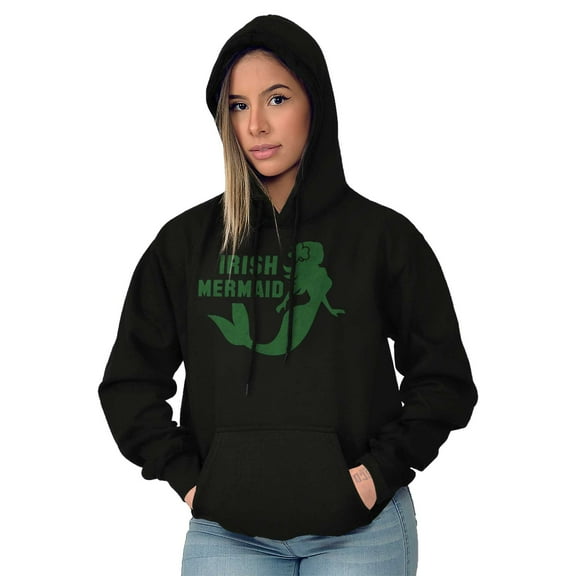 St Patrick's Day Irish Mermaid Women Plus Size Graphic Pullover Hoodie Brisco Brands 2X