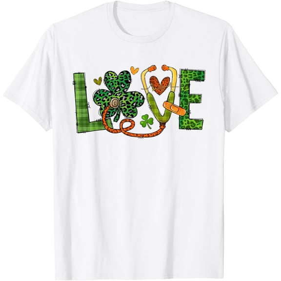 St Patrick's Day Irish Nurse Love Shamrock Stethoscope Nurse T-Shirt Shirts