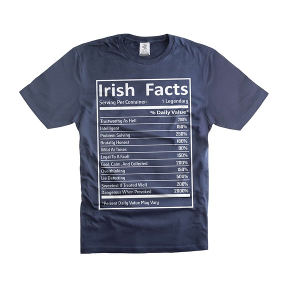 St Patrick's Day Irish Nutritional Facts Funny Tee Shirt Saint Paddy's Holiday Tee Irish Day Gifts (XX-Large Navy Blue)