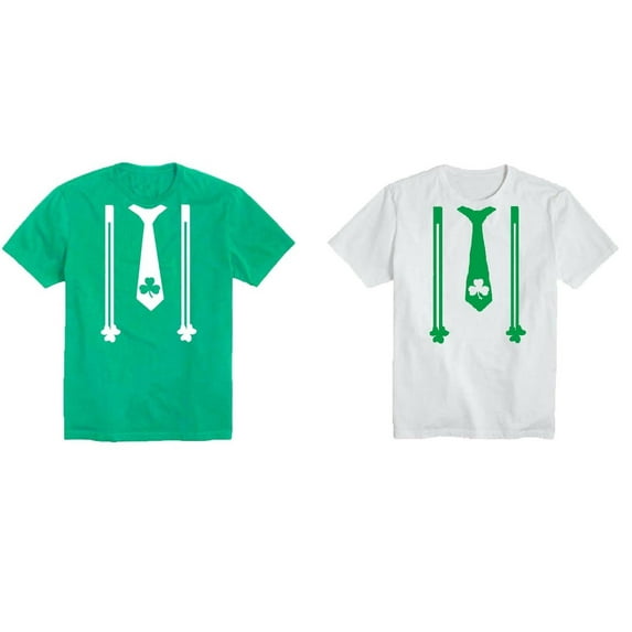 St Patrick's Day Irish Party Shamrock Tie Suspenders Men T-Shirt Short Sleeve T-Shirt Soft and Comfy Shirt, Lightweight Shirt Tee Color White Small