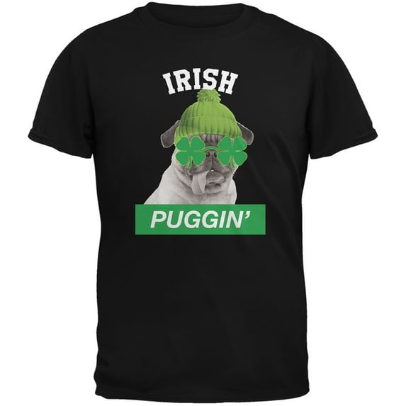 St. Patrick's Day - Irish Puggin' Black Youth T-Shirt - Medium(10/12)