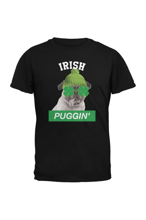 St. Patrick's Day - Irish Puggin' Black Youth T-Shirt - Small(6/8)
