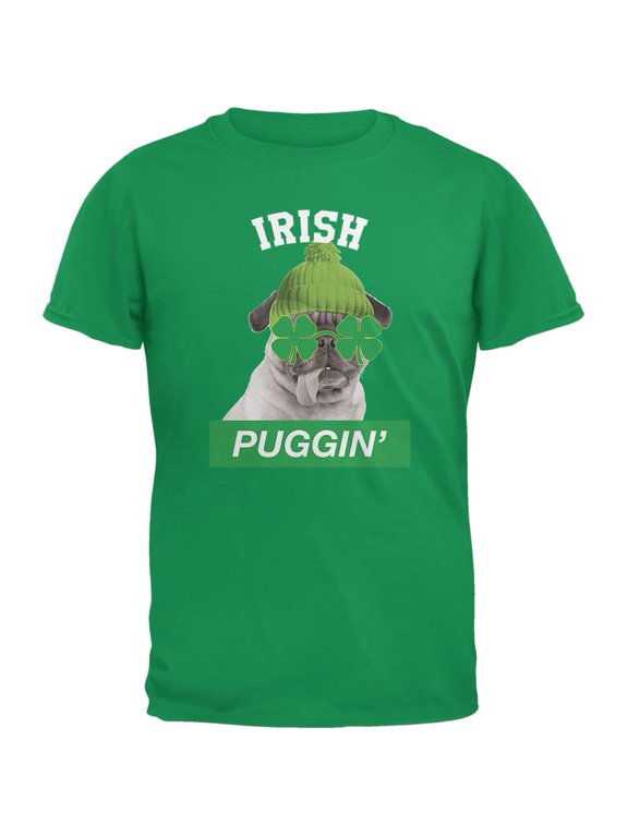 St. Patrick's Day - Irish Puggin' Irish Green Youth T-Shirt - X-Large(18)