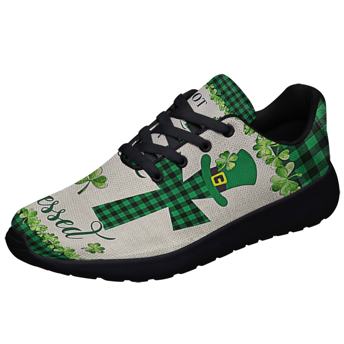 Shamrock Pattern Print Sneaker Shoes For Men Women
