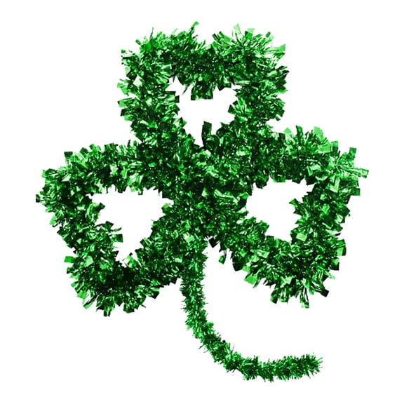 St. Patrick's Day Irish Shamrock Garland, Green Luck Grass Wreath for Door and Wall Decor, Holiday Party Hanging Decoration for Home and Festive Events(Clover)