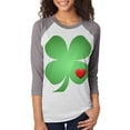 thumbnail image 1 of St Patrick's Day Irish Shamrock Heart Unisex Raglan T Shirt Premium Heather-Heather White X-SM, 1 of 1