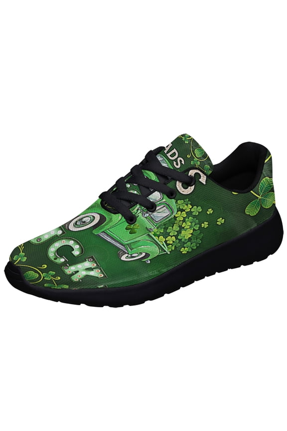 St Patrick's Day Irish Shamrock Loads Of Luck Shoes Sneakers Black Size 7
