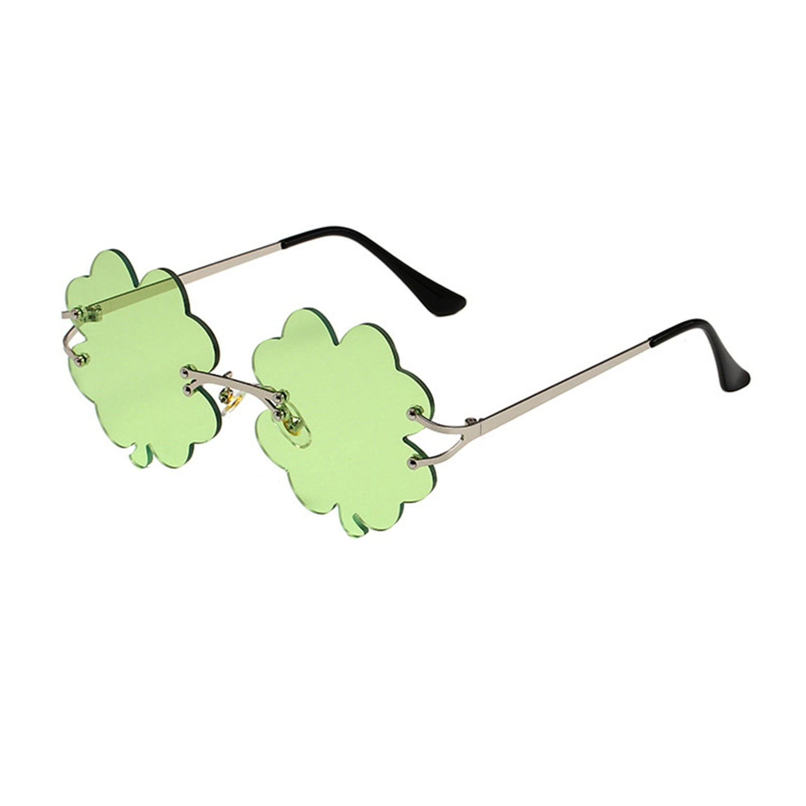 Zienlay St. Patrick’s Day Shamrock Sunglasses - Fun Green Four Leaf Clover Shades For Irish Celebrations - View #2