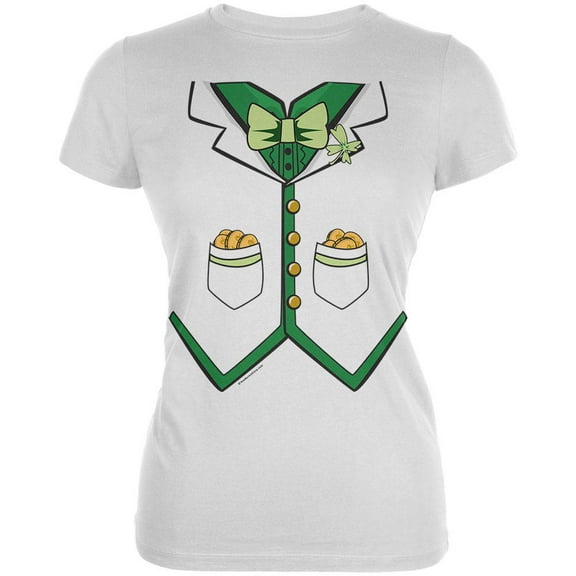 St. Patrick's Day Irish Tuxedo Juniors Soft T Shirt White 2XL