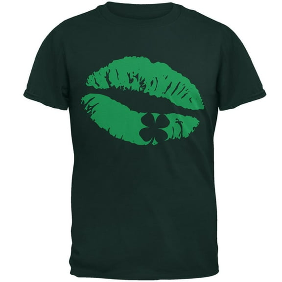 St Patrick's Day Kiss the Blarney Stone Mens T Shirt Forest Green X-LG