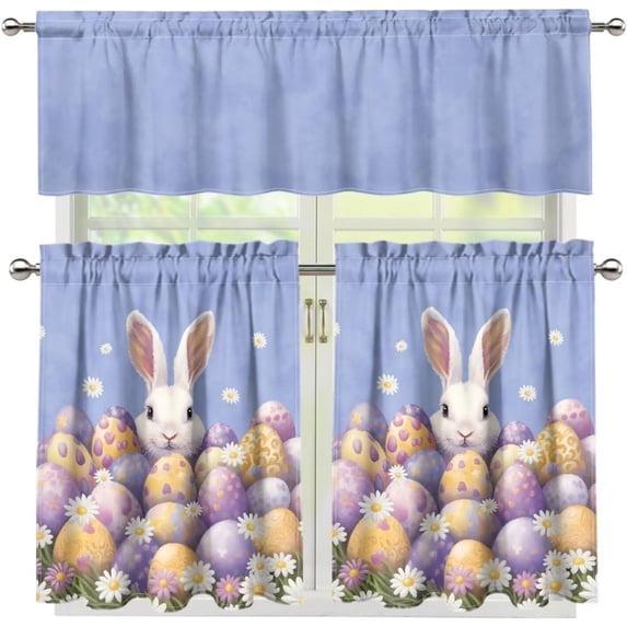 St. Patrick''s Day Kitchen Curtain Sets with Valance Green Hat&Balloon 36 Inch Length Bar Cafe Curtains Window Tiers with Rod Pocket Curtain Valance,Irish Party Home Decor,3 Piece Set