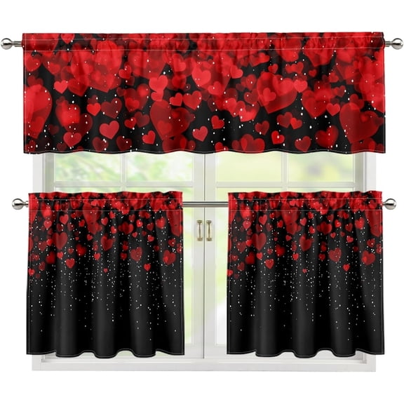 St. Patrick''s Day Kitchen Curtain Sets with Valance Green Hat＆Balloon 36 Inch Length Bar Cafe Curtains Window Tiers with Rod Pocket Curtain Valance,Irish Party Home Decor,3 Piece Set