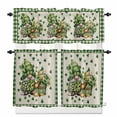 thumbnail image 1 of St. Patrick's Day Kitchen Curtains Valances and Tiers Set of 3 Vintage Watercolor Green Gnome Lucky Shamrocks Plaid Tier Curtains and Valance Rod Pocket Valance Curtains Set s 24 Inch Length, 1 of 8