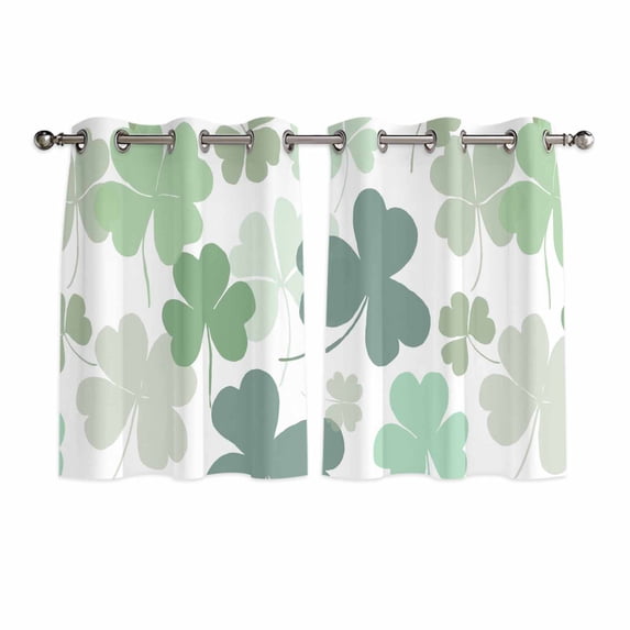 St. Patrick's Day Kitchen Curtains Window Panels, Green Ombre Lucky Clovers Insulated Window Treatment Curtain, Grommet Curtains for Bedroom/Living Room/Bathroom, 2 Piece 42"Wx54"L