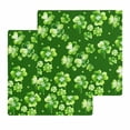 thumbnail image 1 of St. Patrick's Day Kitchen Dish Towels for Drying Dishes Set of 2, Spring Shamrock Leaves Polka Dots Dark Green Waffle Weave Microfiber Hand Tea Bathroom Towels Quick Dry & Absorbent Towel 12x12, 1 of 7