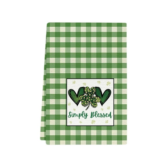 St. Patrick's Day Kitchen Hand Towels Shamrock Dish Towels 18x26in, Decorative Absorbent Green Irish Tea Towels for Kitchen Bathroom Gifts