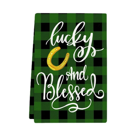 St. Patrick's Day Kitchen Towel, Green Lucky Shamrock Dish Towel 18 x 26inch Hand Drying Tea Towel for Cooking Baking Cleaning Wipes
