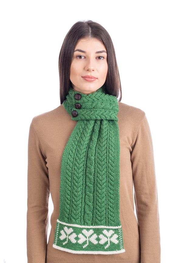 St Patrick's Day Ladies Loop Aran Wool Scarf