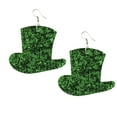 thumbnail image 1 of St. Patrick's Day Leather Earrings, Green Shamrock and Hat Dangle Earrings for Women, Irish Holiday Festival Jewelry Accessories, 1 of 6