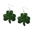 thumbnail image 1 of St. Patrick's Day Leather Earrings, Green Shamrock and Hat Dangle Earrings for Women, Irish Holiday Festival Jewelry Accessories, 1 of 6