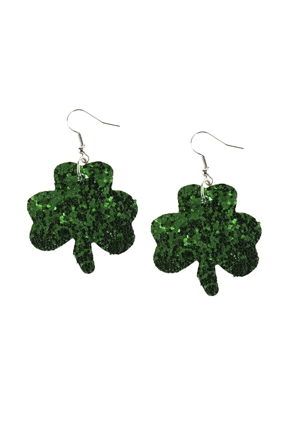 St. Patrick's Day Leather Earrings, Green Shamrock and Hat Dangle Earrings for Women, Irish Holiday Festival Jewelry Accessories