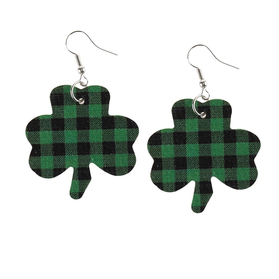 St. Patrick's Day Leather Earrings, Green Shamrock and Hat Dangle Earrings for Women, Irish Holiday Festival Jewelry Accessories
