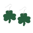 thumbnail image 1 of St. Patrick's Day Leather Earrings, Green Shamrock and Hat Dangle Earrings for Women, Irish Holiday Festival Jewelry Accessories, 1 of 6