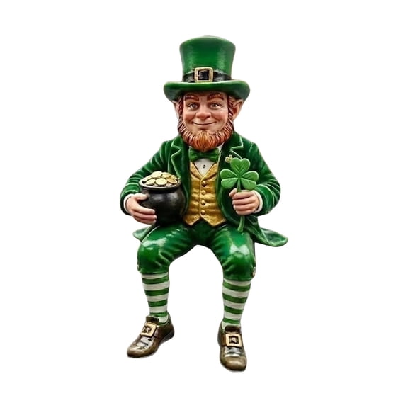 St. Patrick's Day Leprechaun Figurine - Small Decorative Shamrock Party Decor for Tabletop, Home & Festival Decoration