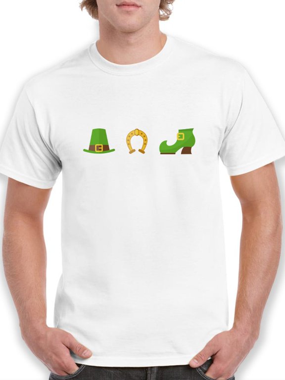 St Patrick's Day Leprechaun Icon Hat Boot Men White T-Shirt, Male x-Large