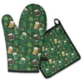 thumbnail image 1 of St. Patrick's Day Leprechauns Kitchen Oven Mitt and Pot Holder Set 2 Pcs, Heat Resistant Up To 392 °F, for Baking, Cooking and Grilling, 1 of 6