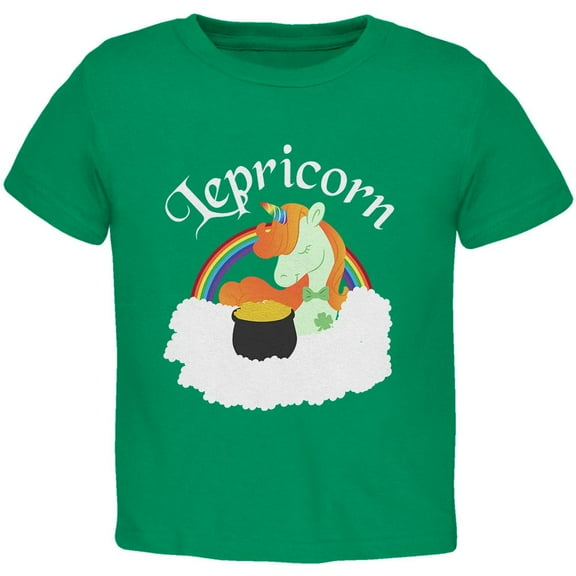 St. Patrick's Day Lepricorn Leprechaun Lucky Pot Of Gold Toddler T Shirt Kelly Green 4T