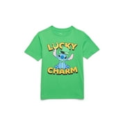 LICENSE St. Patrick’s Day Little Boys and Big Boys Stitch Lucky Charm Graphic Tee, Sizes 4-18